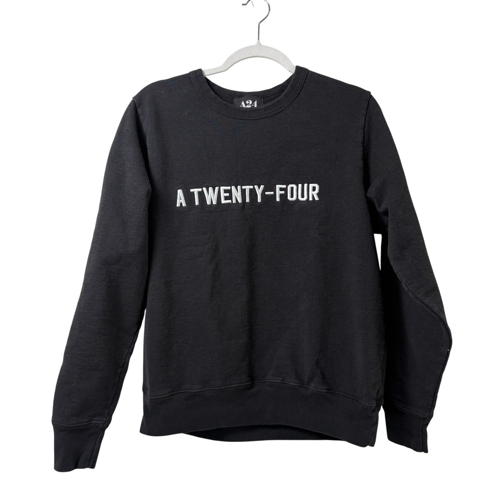 A24 A‎ Twenty-Four Sweatshirt Size M Black Embroidered Logo Crewneck Pullover